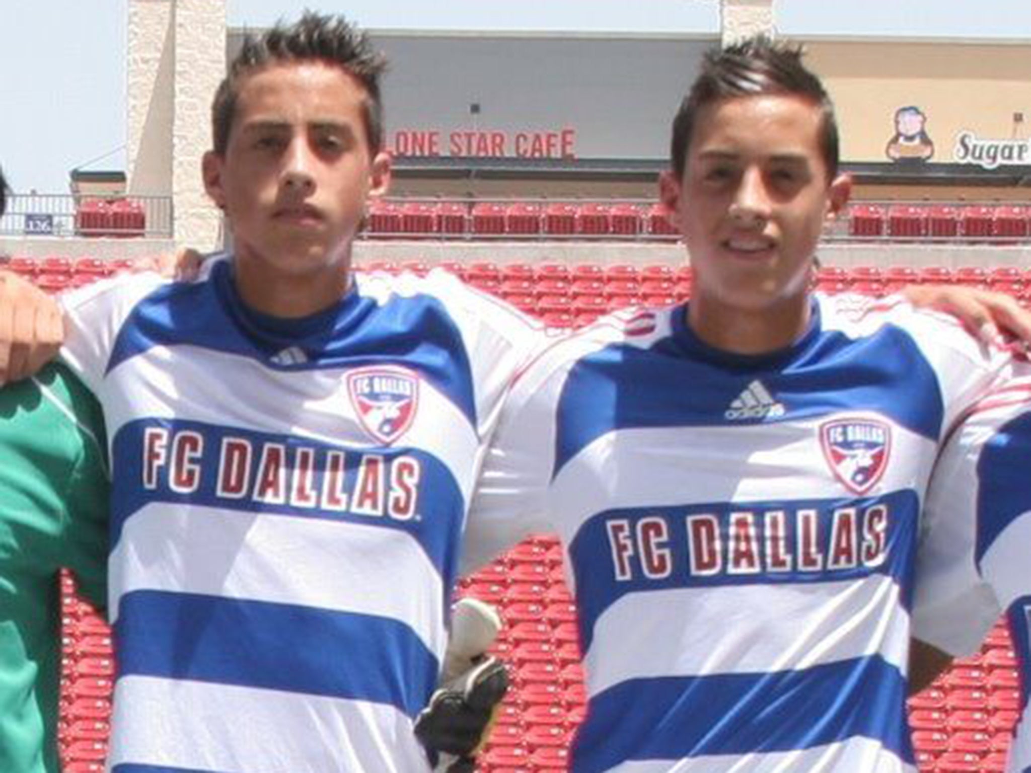 Funes Mori with his twin in the US