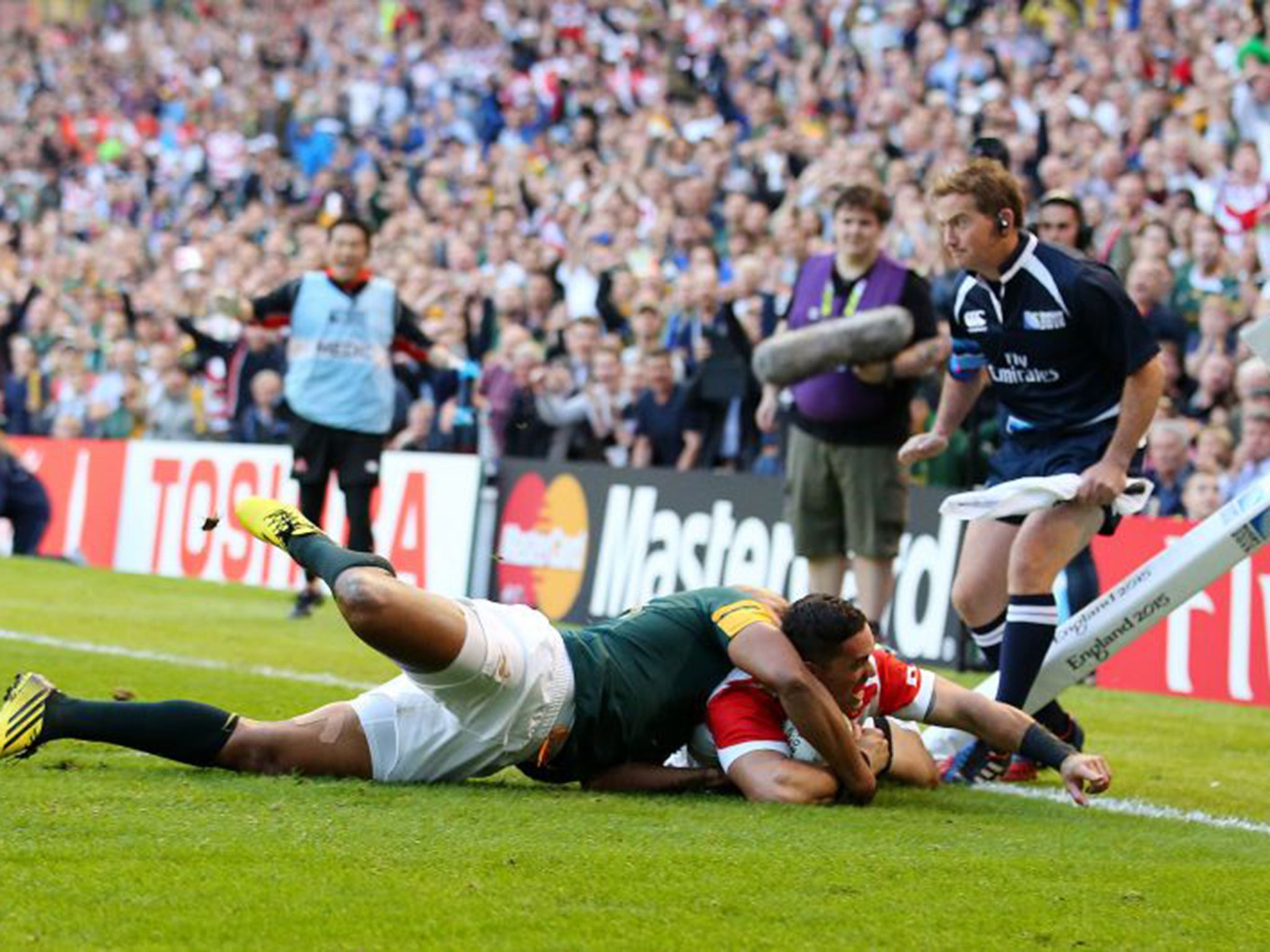 Japan’s winning try in the opening defeat of South Africa