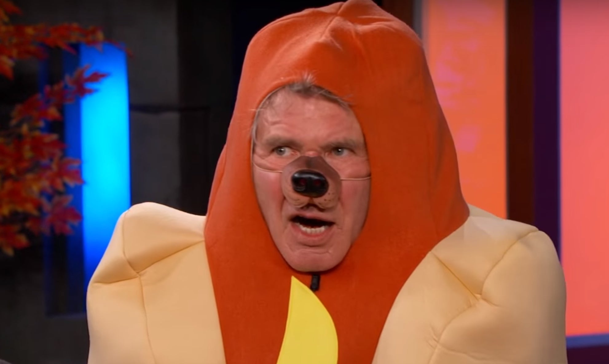 Harrison Ford dressed as a hotdog