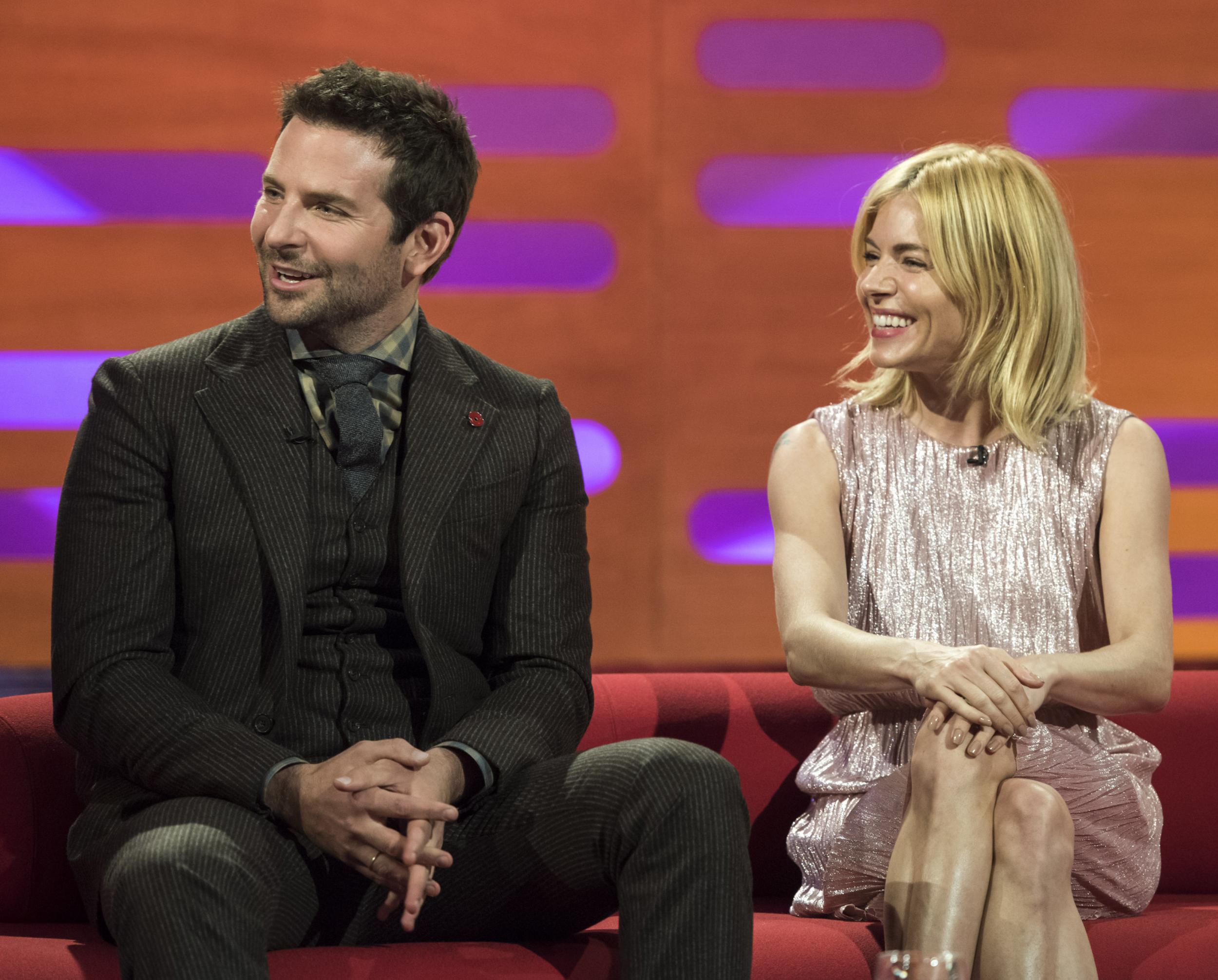 Ms Miller was on the show with Bradley Cooper to promote her new film, Burnt
