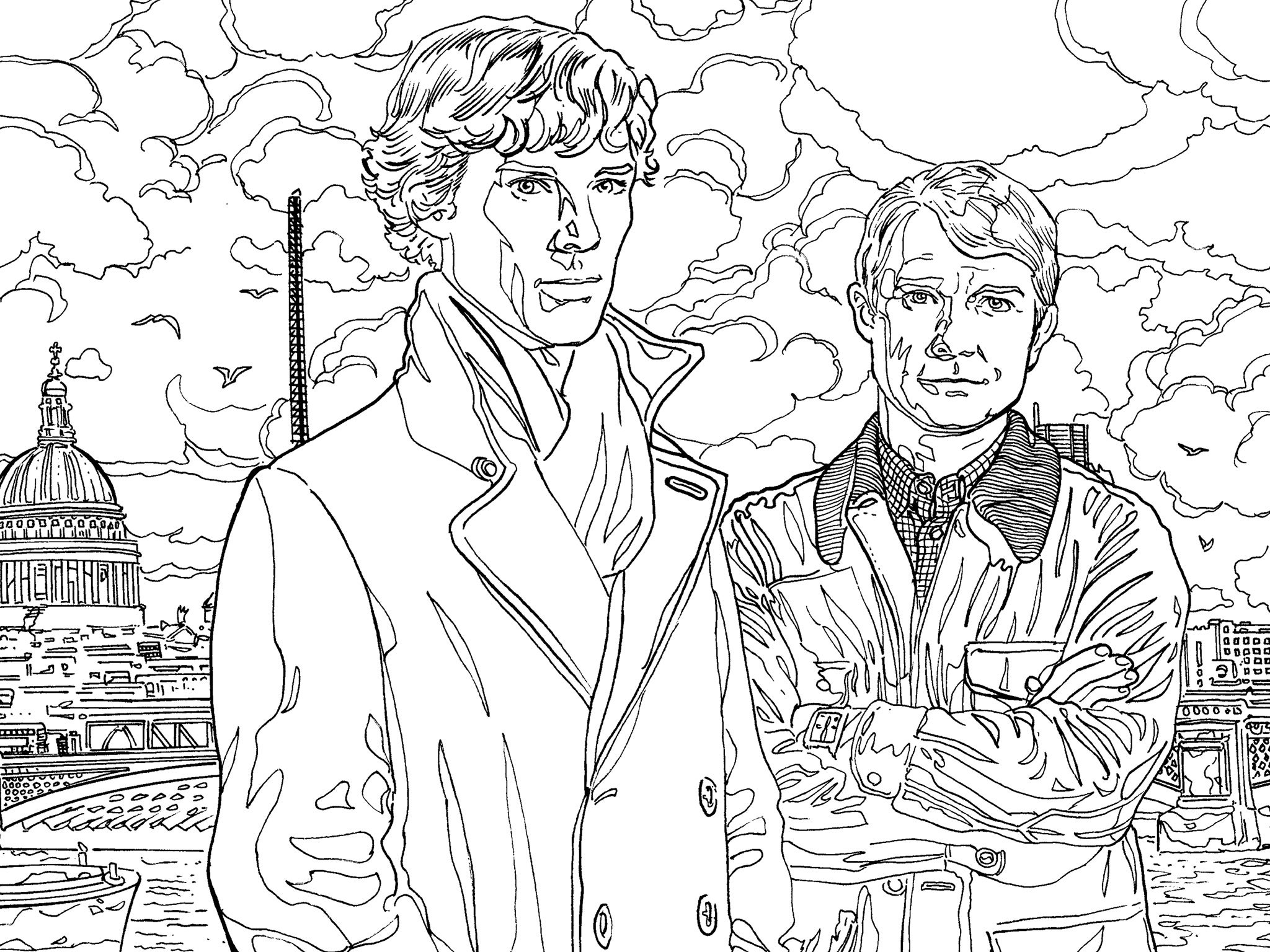 As well as offering people the chance to colour in the lastest incarnation of Sherlock Holmes and Dr Watson, ‘Sherlock: The Mind Palace’ includes puzzles to solve in its images