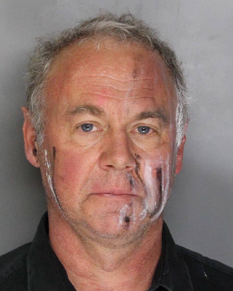 The teacher can be seen still wearing facepaint in this picture released by local police Sacramento Police Department