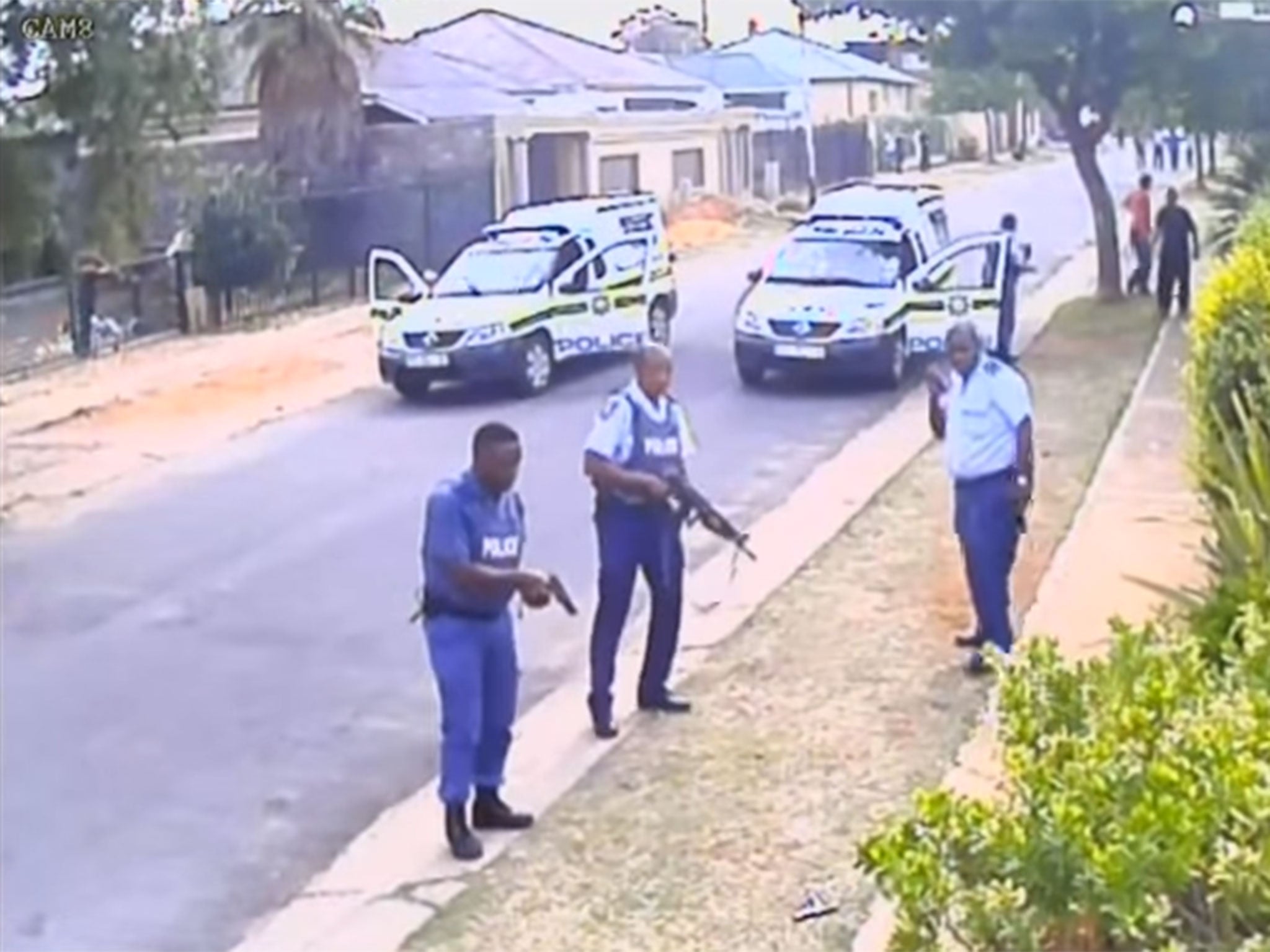 Still from CCTV footage purporting to show the police shooting of a robbery suspect