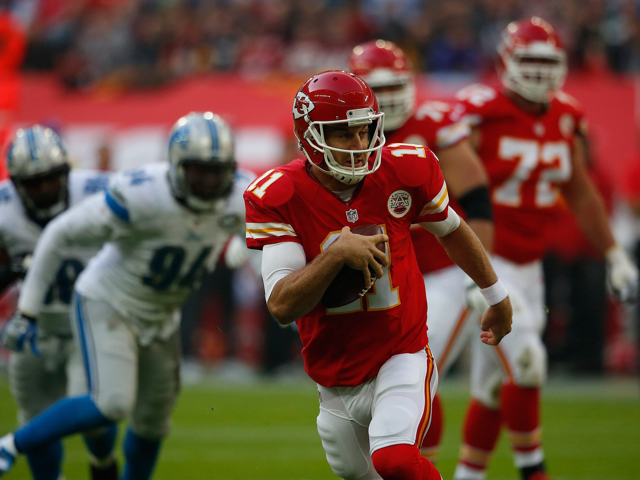 &#13;
Alex Smith led the Kansas City Chiefs to a dominant win over the Detroit Lions at Wembley&#13;