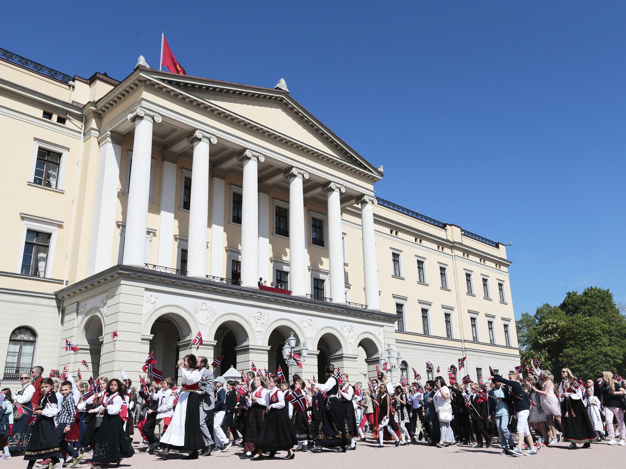 Norway's Royal Palace, pictured during 2014 celebrations of the country's Constitution Day
