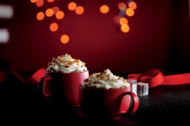 Christmas drinks in Starbucks red mugs 2015