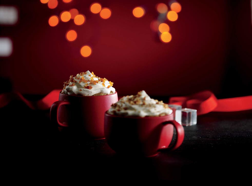 Christmas drinks in Starbucks red mugs 2015