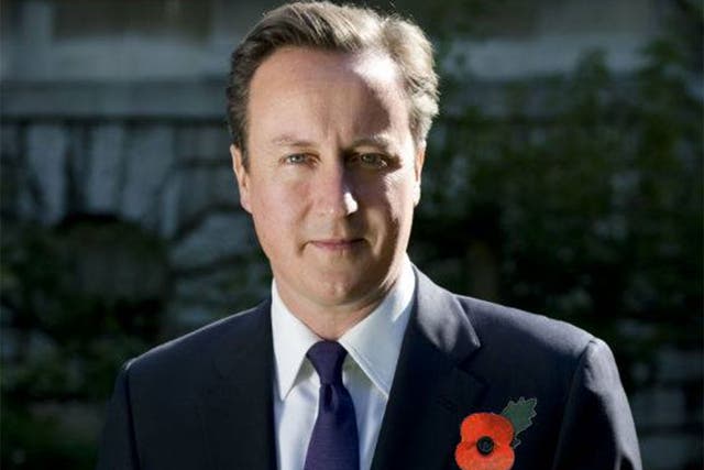 David Cameron with the photoshopped poppy