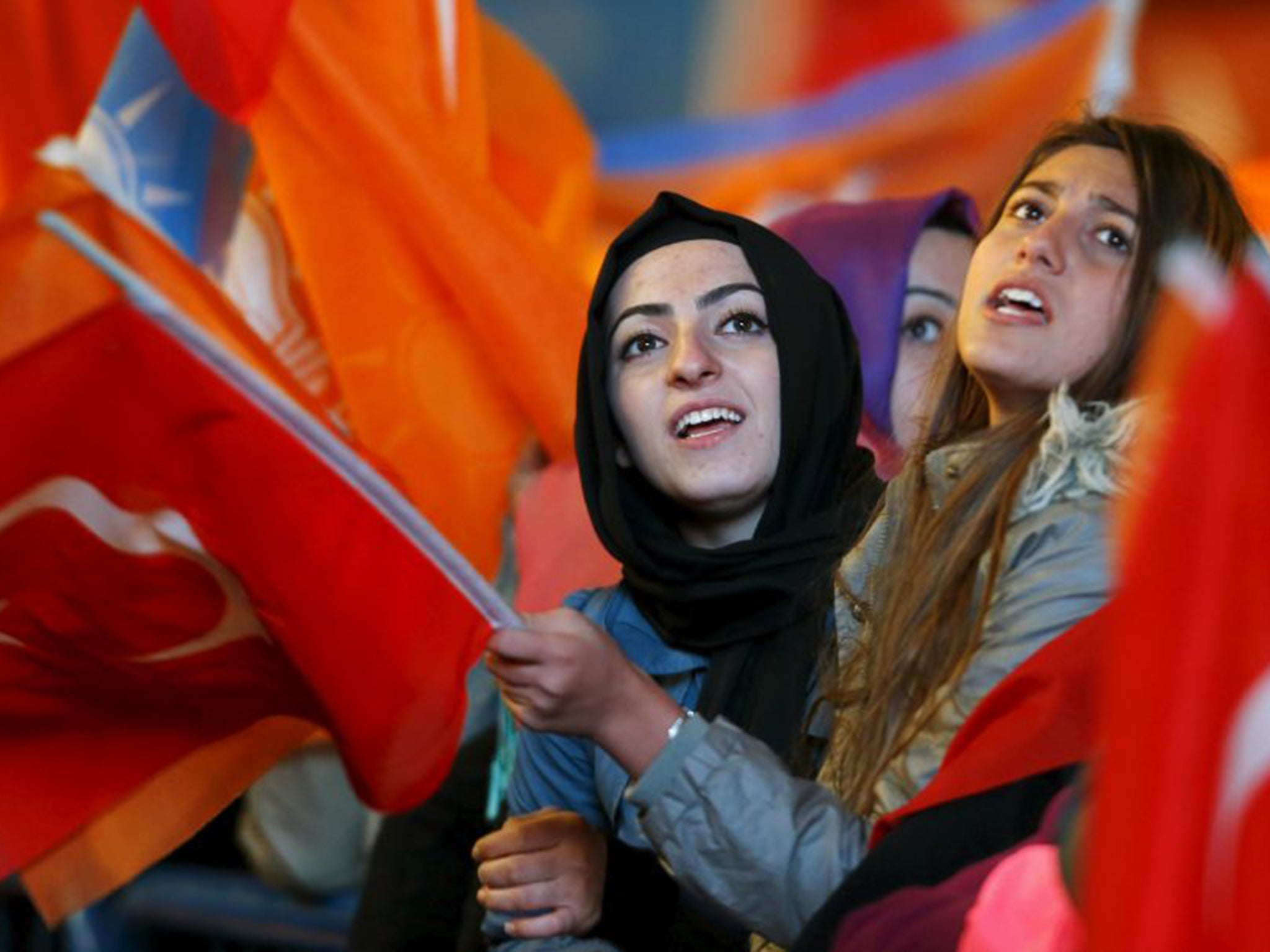 AKP supporters celebrate the party’s unexpectedly decisive victory in the Turkish election