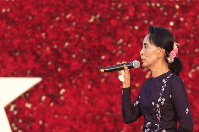The National League for Democracy (NLD), led by Myanmar opposition leader Aung San Suu Kyi, is campaigning with the slogan ' Time to Change' ahead of the country's nationwide elections