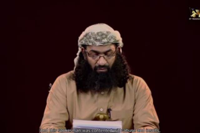Khalid Batarfi, a senior member of al-Qaeda in the Arabian Peninsula, reads a statement condemning the Islamic State militant group