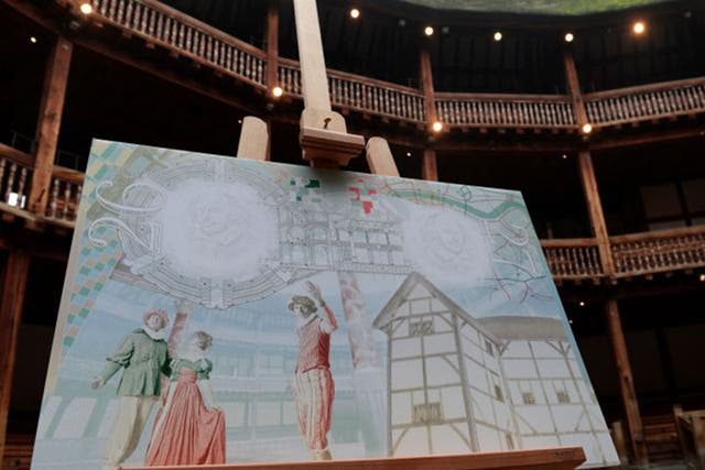 The new design was unveiled in Shakespeare's Globe