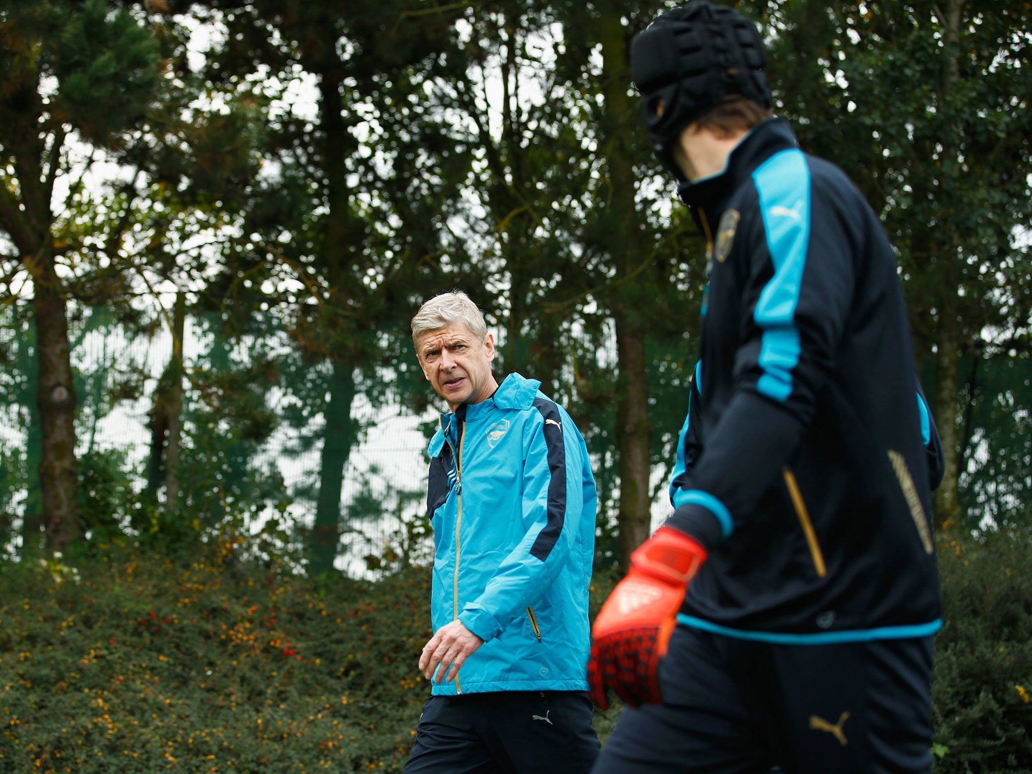 Arsene Wenger with Petr Cech