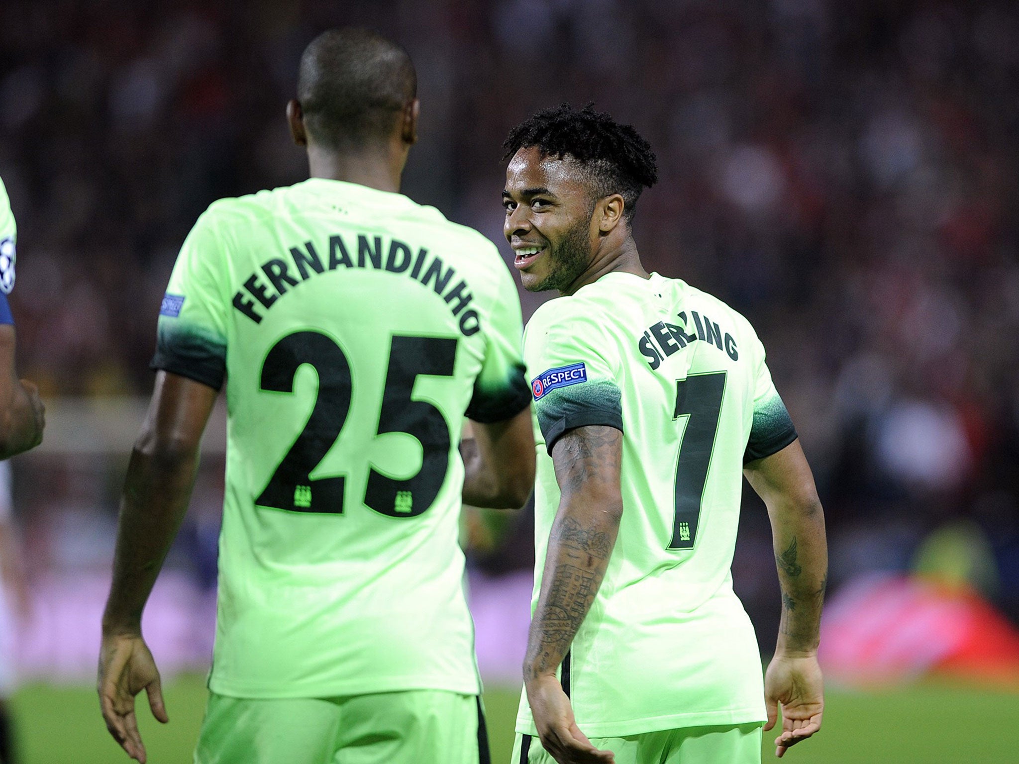 Raheem Sterling with Fernandinho