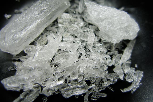 Shards of methamphetamine, also known as crystal meth or 'ice'