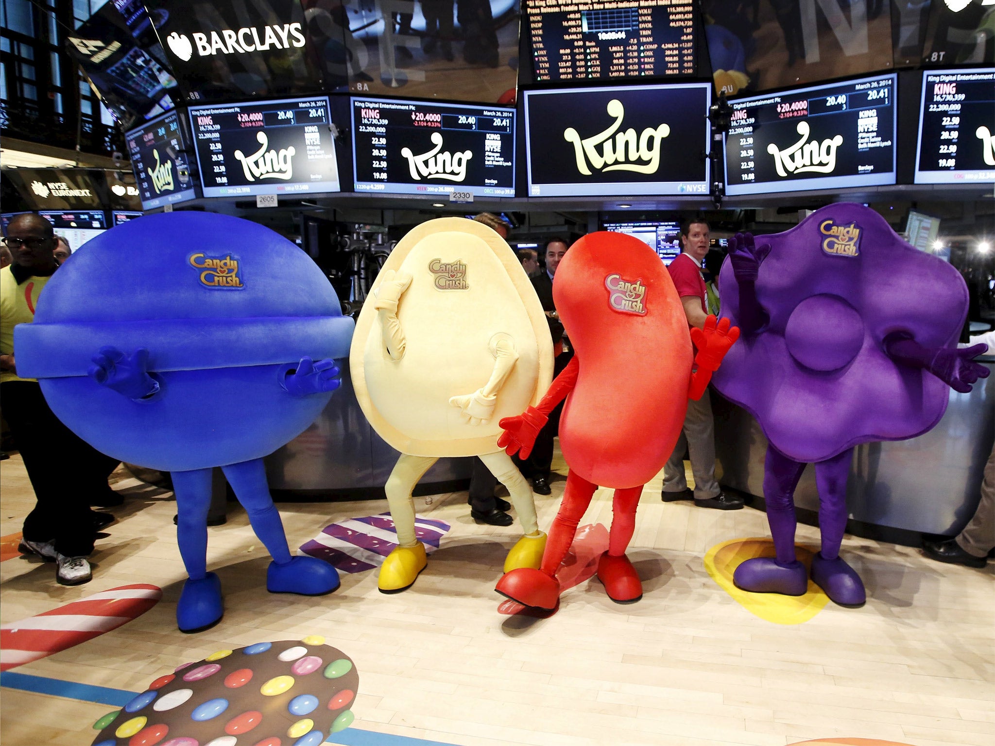 ‘Candy Crush’ characters at King Digital’s IPO last year. The firm has been one of the major success stories of the mobile gaming explosion of the past few years