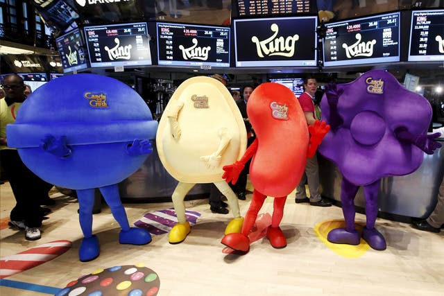 ‘Candy Crush’ characters at King Digital’s IPO last year. The firm has been one of the major success stories of the mobile gaming explosion of the past few years