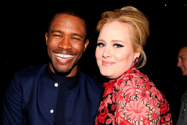Frank Ocean and Adele attend the 55th Annual GRAMMY Awards in Los Angeles.