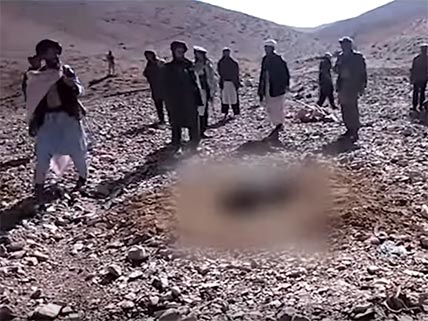 A still from the video purportedly showing the woman being stoned