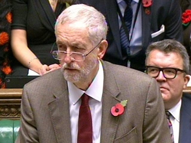 Jeremy Corbyn speaks during Prime Minister's Questions in the House of Commons, London