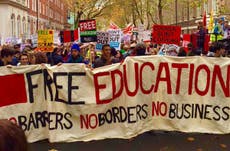 Thousands of students begin protesting through Central London