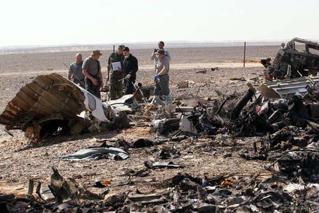 Wreckage at the scene in the Sinai