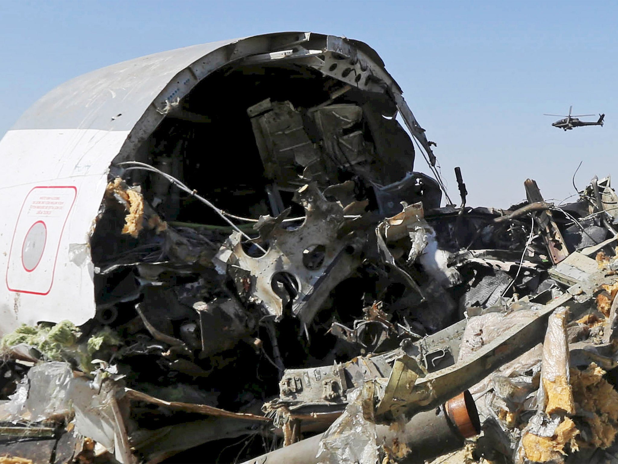 The debris of the Russian airliner which is being examined by Russian and Egyptian experts
