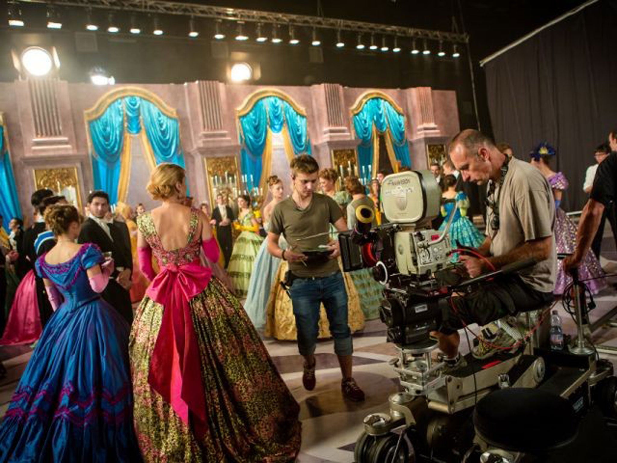 Over 80 extras were used for the ballroom scene