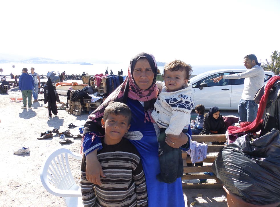 Asma and her children at the Oxy transit camp in Lesbos