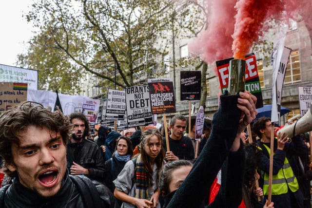 Students marched through Central London on Wednesday 