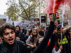 Corbyn's Momentum registers voters at student fees protest