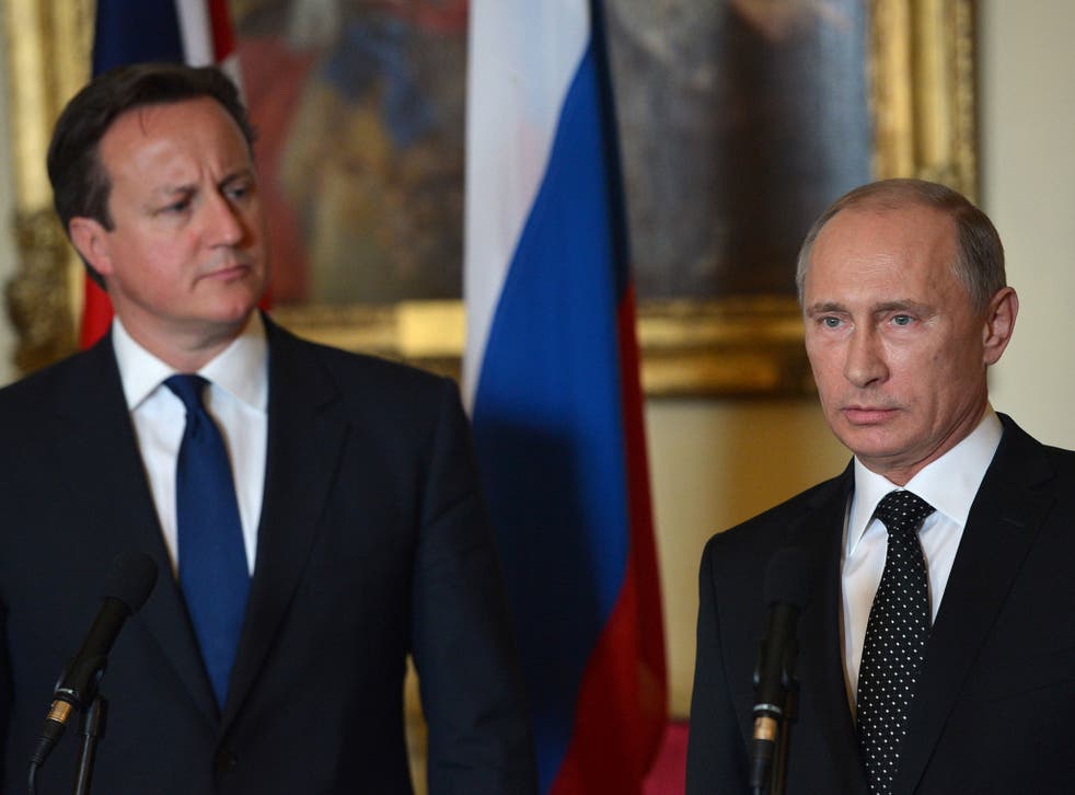 File: David Cameron and Vladimir Putin in No 10 Downing street 16 June,  2013