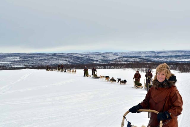 Dog days: Sue and fellow mushers on the husky trail