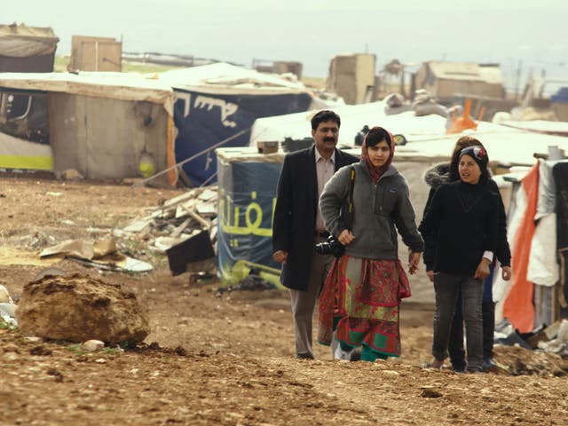 Ziauddin Yousafzai, Malala Yousafzai and the Syrian refugee Rimah in the documentary ‘He Named Me Malala’