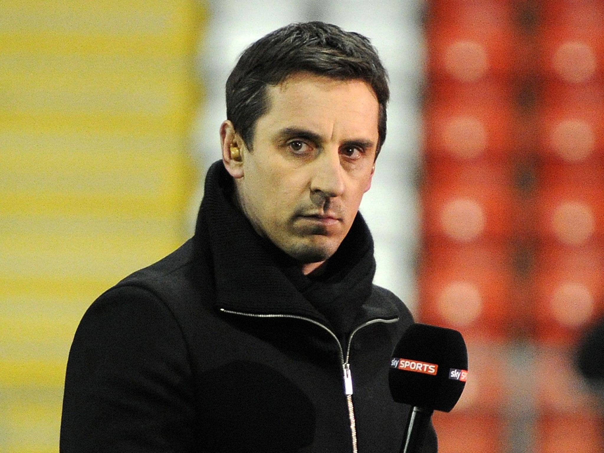 Gary Neville working as a pundit for Sky