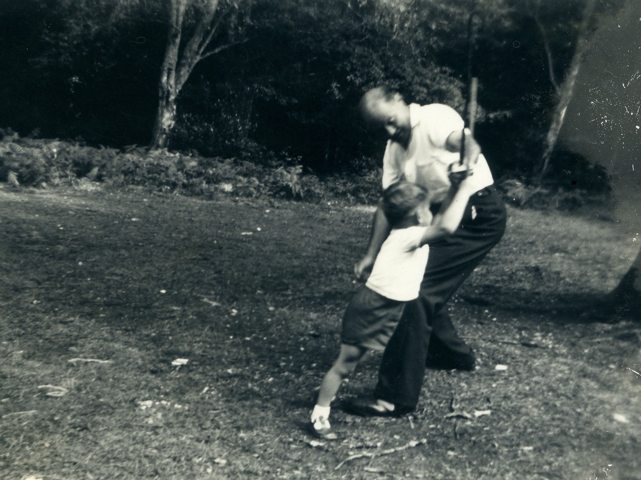 ‘Dad and I playing at war in the New Forest, Hampshire, around 1961’