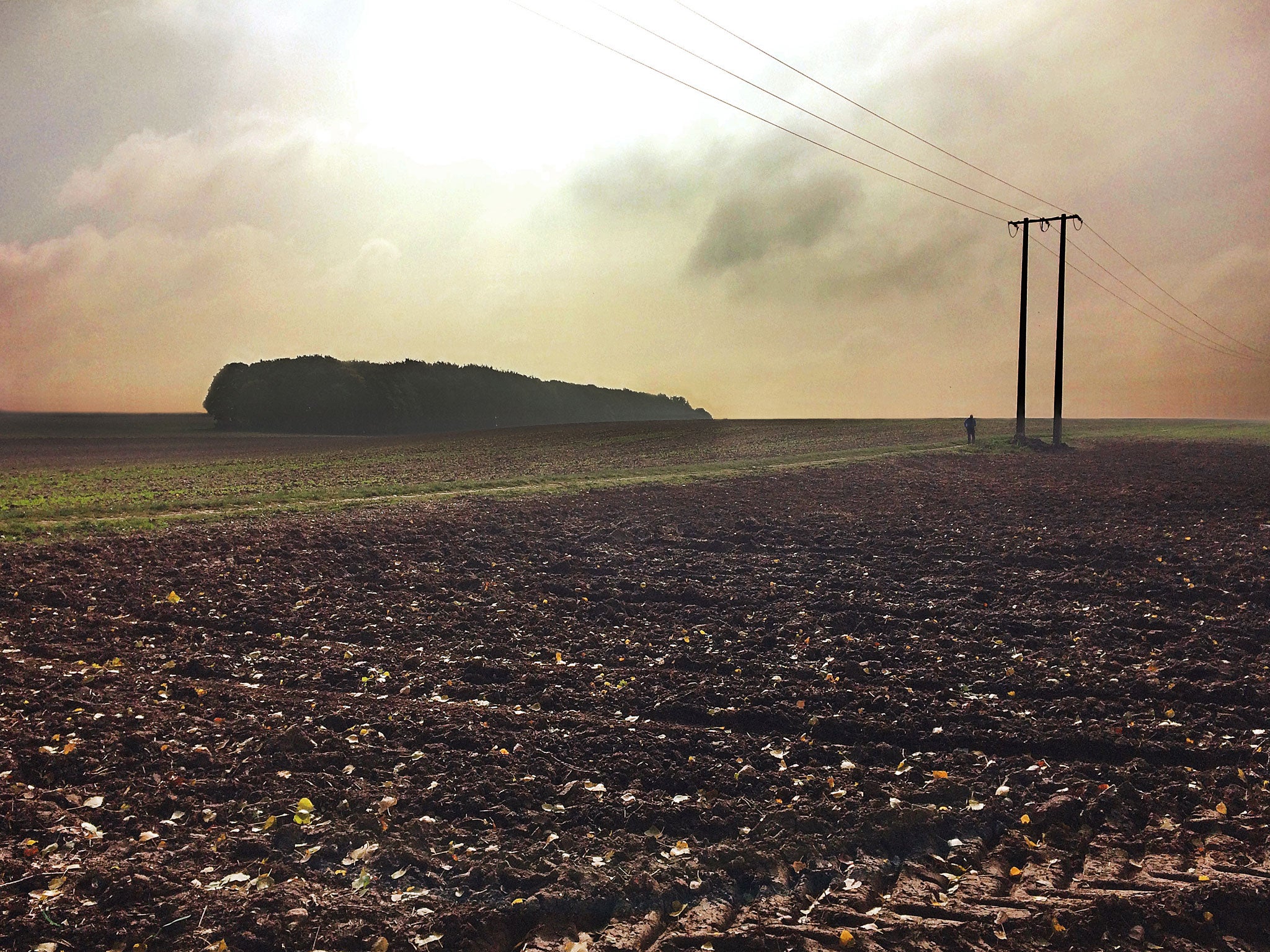 ‘The tiny figure in the landscape is me, at the spot where my father was wounded in October 1916’