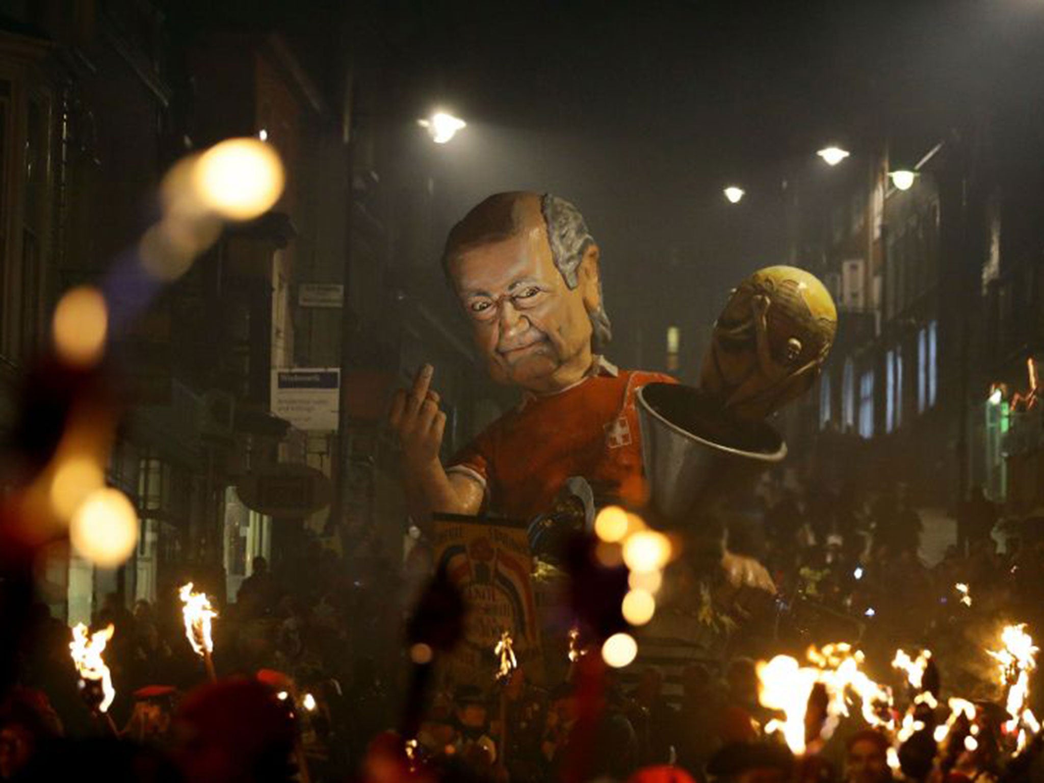 An effigy of Sepp Blatter in Lewes