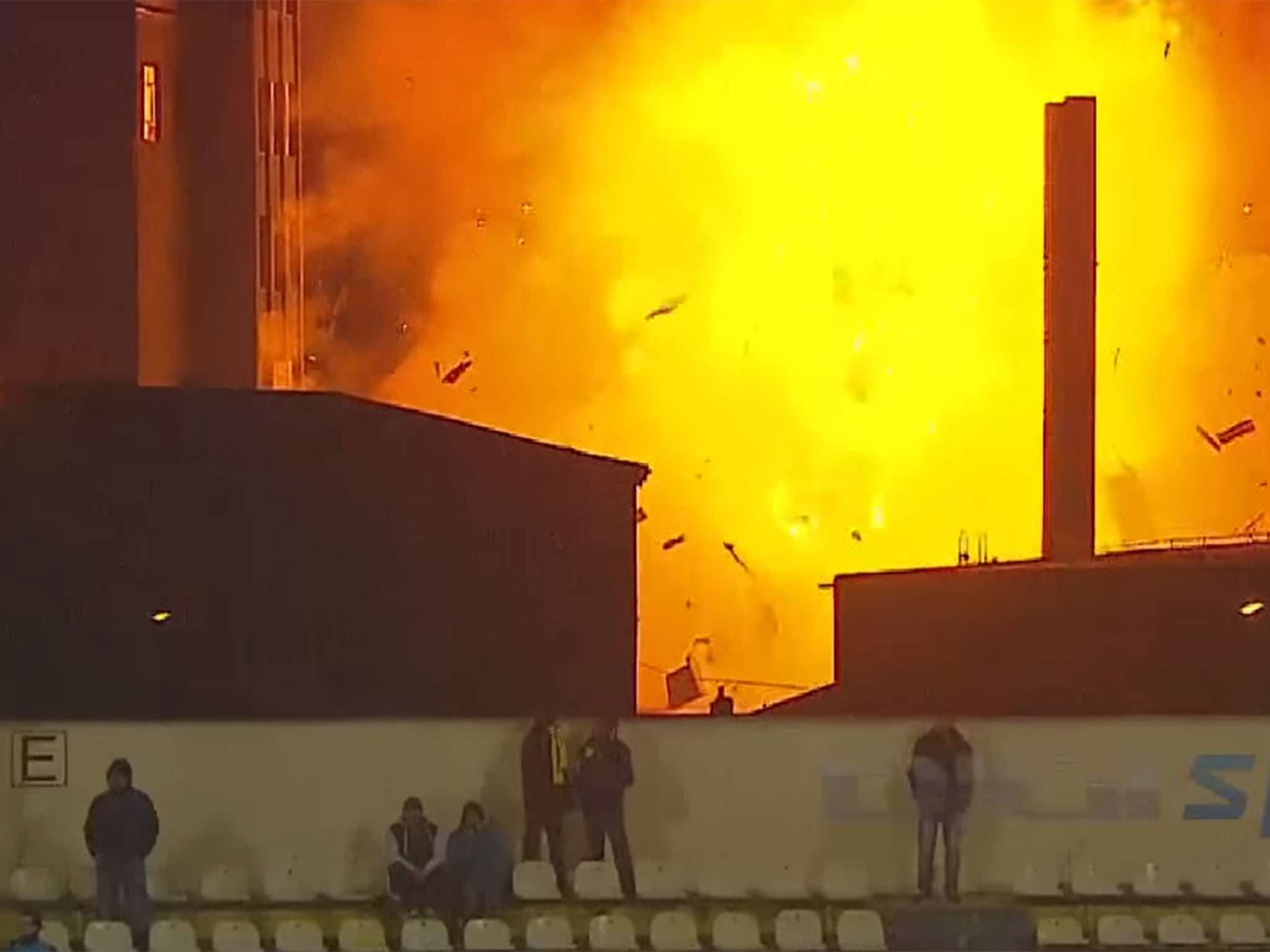 The explosion erupted during a game between FC Brasov and Ramnicu Valcea.