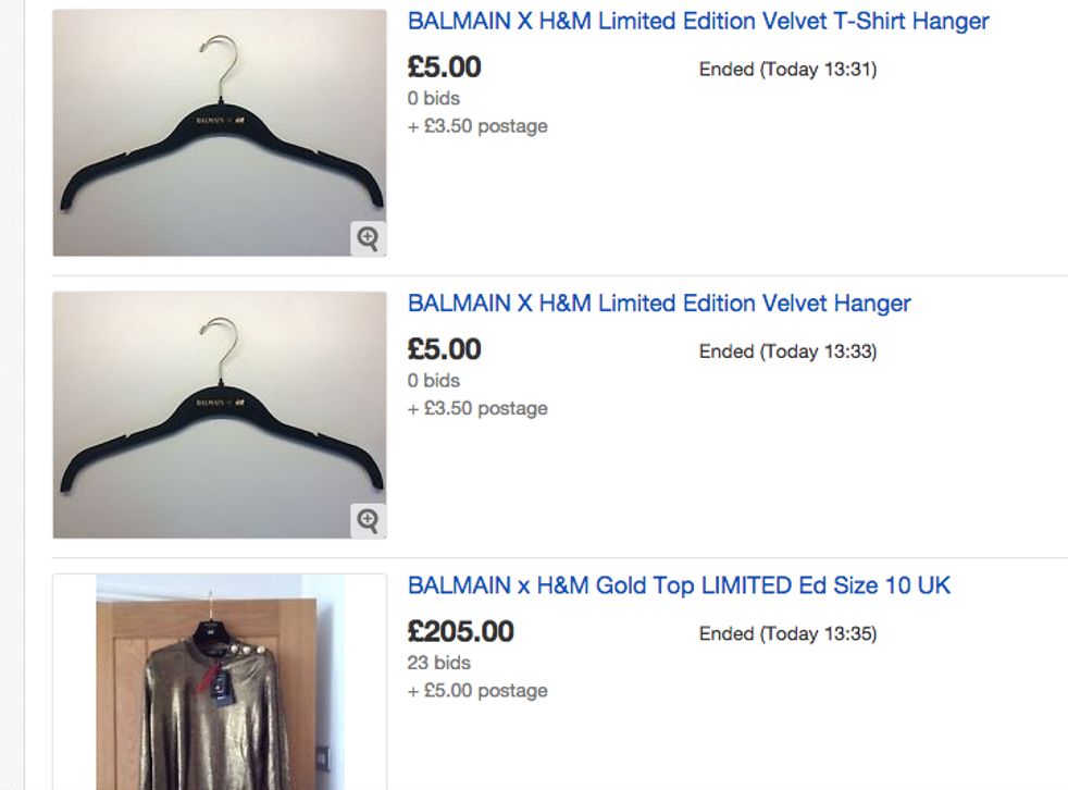 Balmain x H&M selling on eBay for up to £5,000 - and the bids | The Independent | The Independent