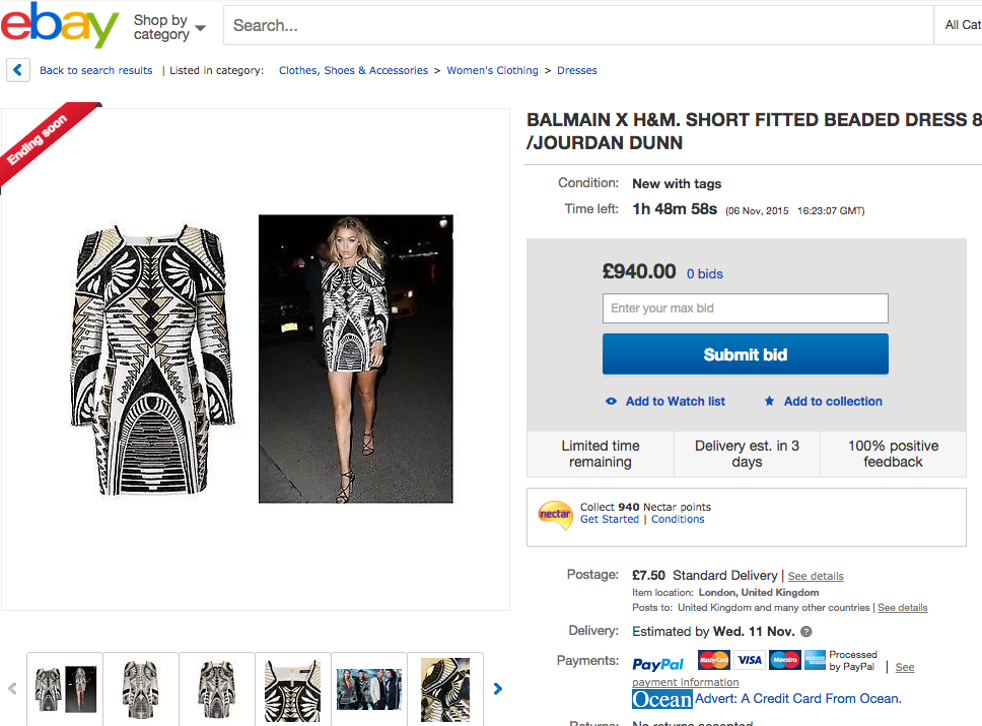 Balmain x H&M selling on eBay for up to £5,000 - and the bids | The Independent | The Independent