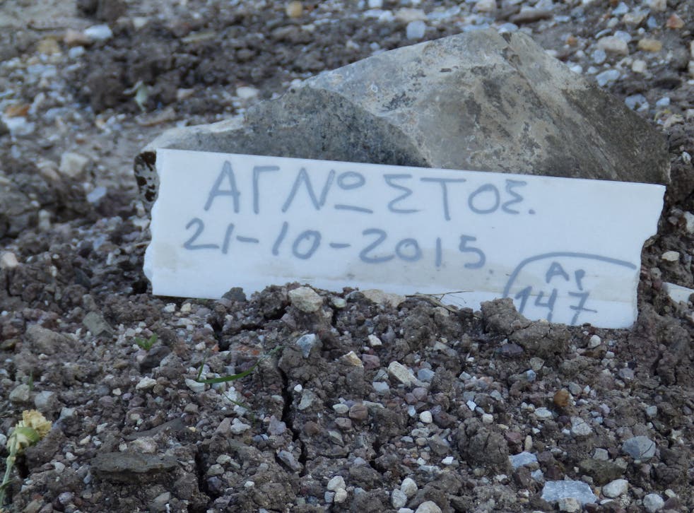 Many of the refugees buried on Lesbos have never been identified, with their graves marked 'unknown' with their date of death