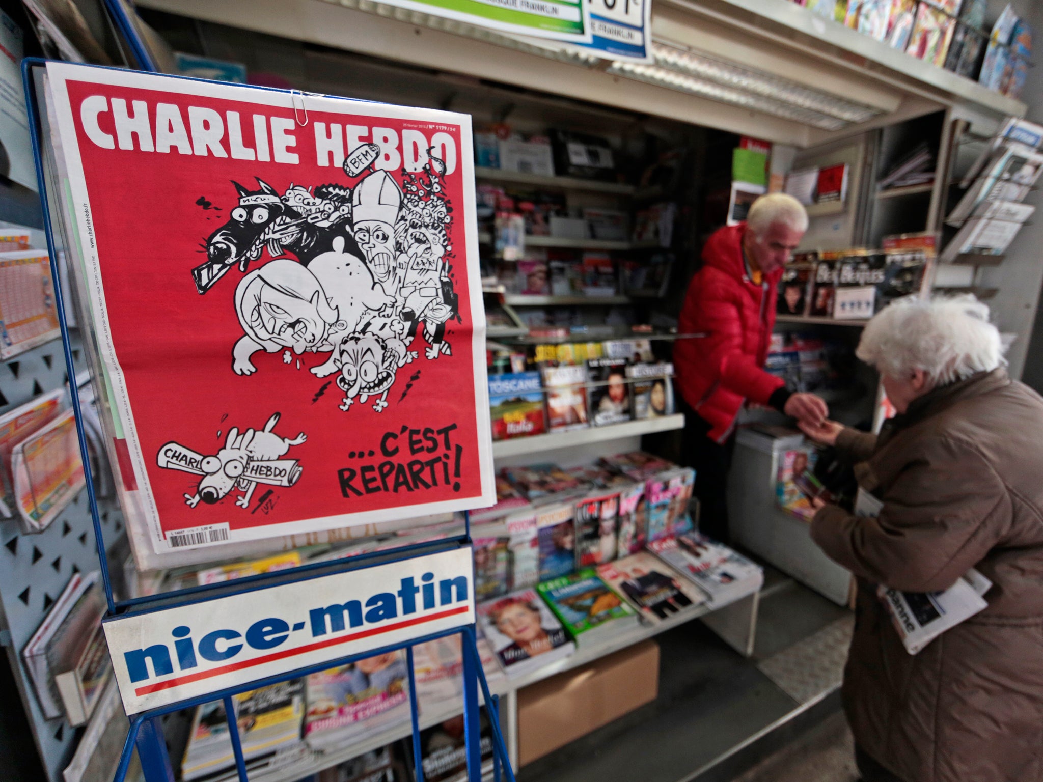 Satirical French magazine Charlie Hebdo on sale