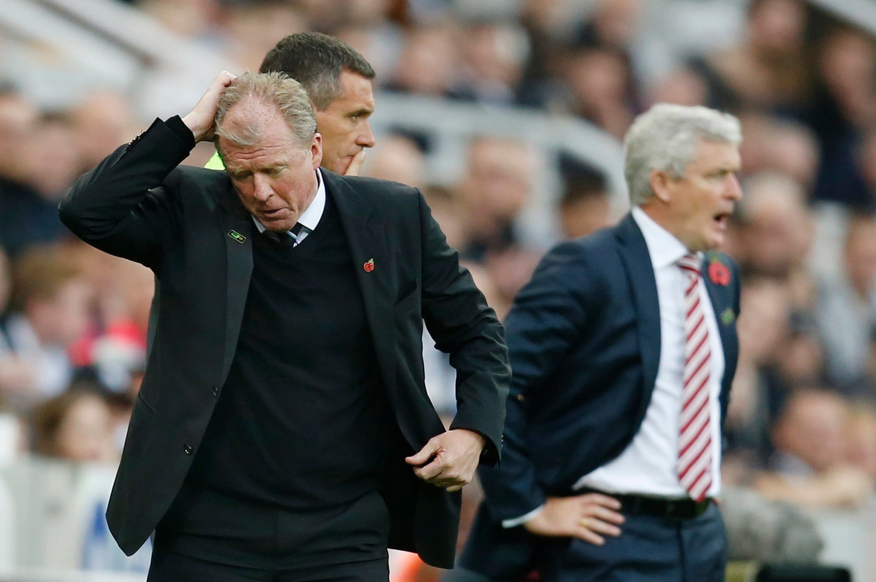 Newcastle head coach Steve McClaren endures a headache against Stoke City