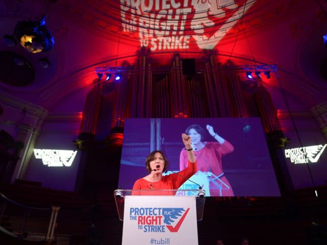 TUC general secretary Frances O'Grady gives the closing address during the TUC rally on 2 November