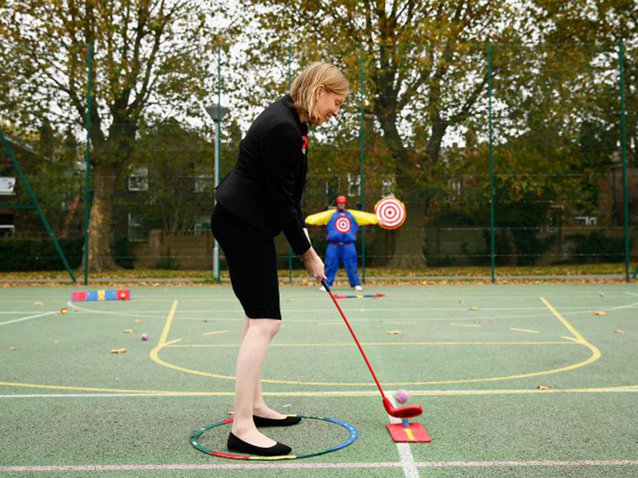 The Minister of Sport, Tracey Crouch takes part in Snag Golf as she unveil new funding for some of London's most disadvantaged communities
