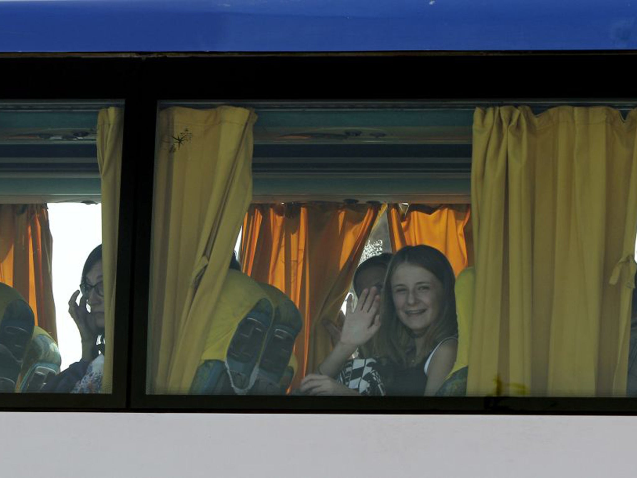 A tourist bus at Sharm el Sheikh airport yesterday