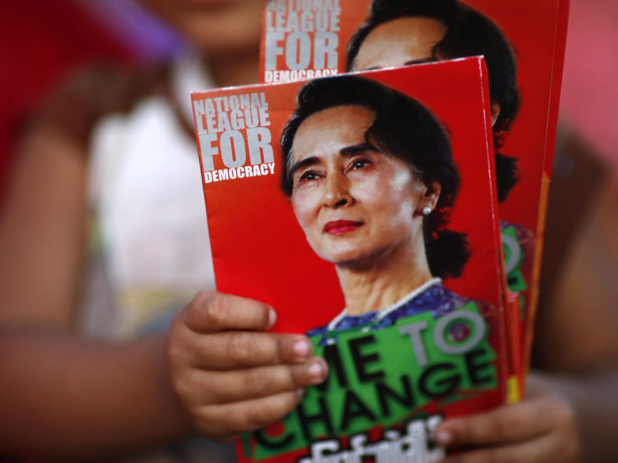 NLD leaflets for its leader Aung San Suu Kyi