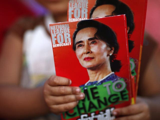 NLD leaflets for its leader Aung San Suu Kyi