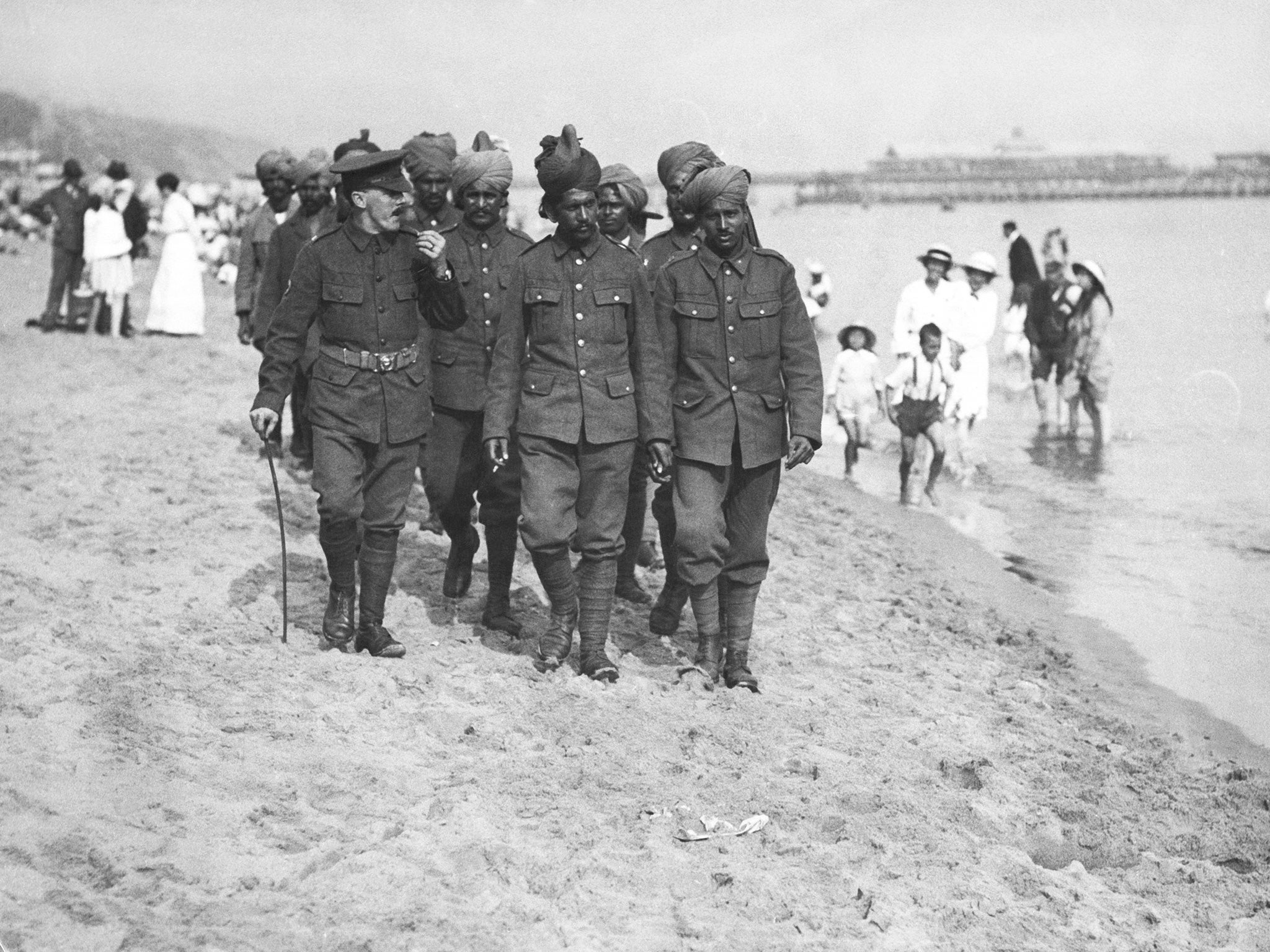 Indian soldiers recuperate on the beach in Bournemouth